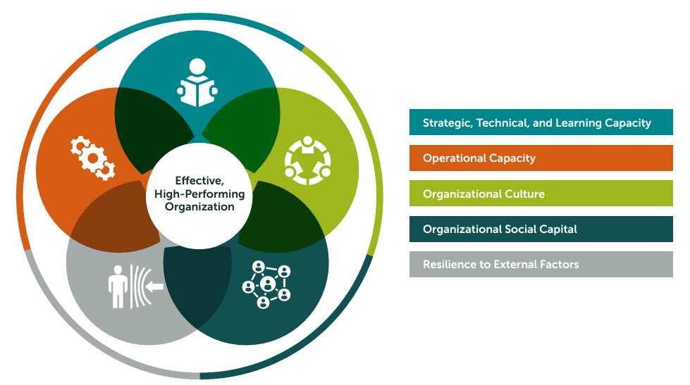 Graphic image of the elements that make an effective high performing  organization 