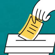 Graphic of a hand placing a vote in a box.